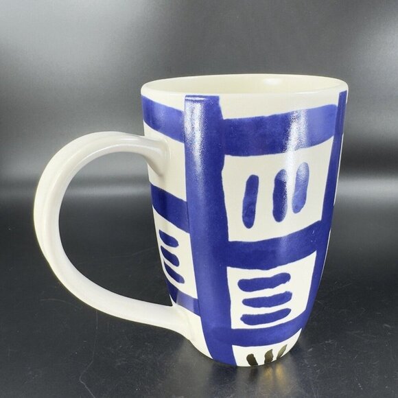 Crafted by Wainwright Pompeii White Blue Gold Tall Coffee Mug Cup Ceramic Mug - Picture 5 of 13